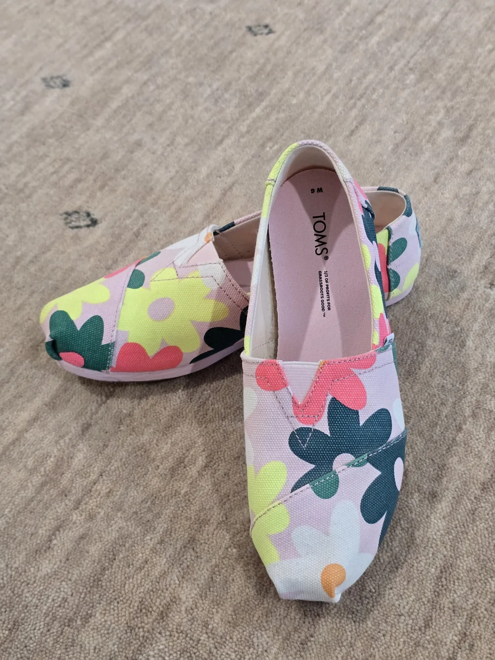 TOMS Kids Pink Floral Slip-On Shoes